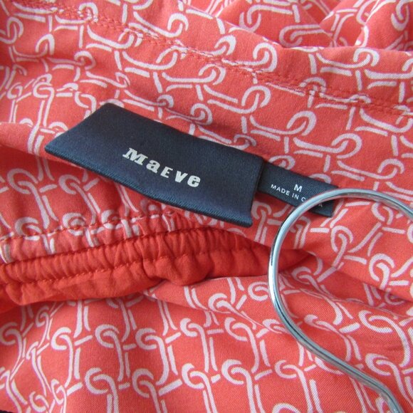 Anthropologie Maeve Printed Shirt Dress Medium Orange Boho Lightweight Feminine - Picture 13 of 14